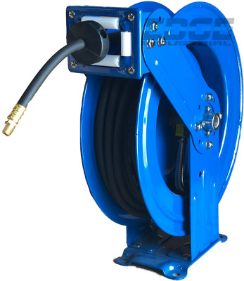 Rolair Automatic Rewind Hose Reel With 3/8" X 50' PVC Air Hose – 300 PSI, 1/4" NPT Ends, Single Hose, Heavy-Duty Retractable Reel