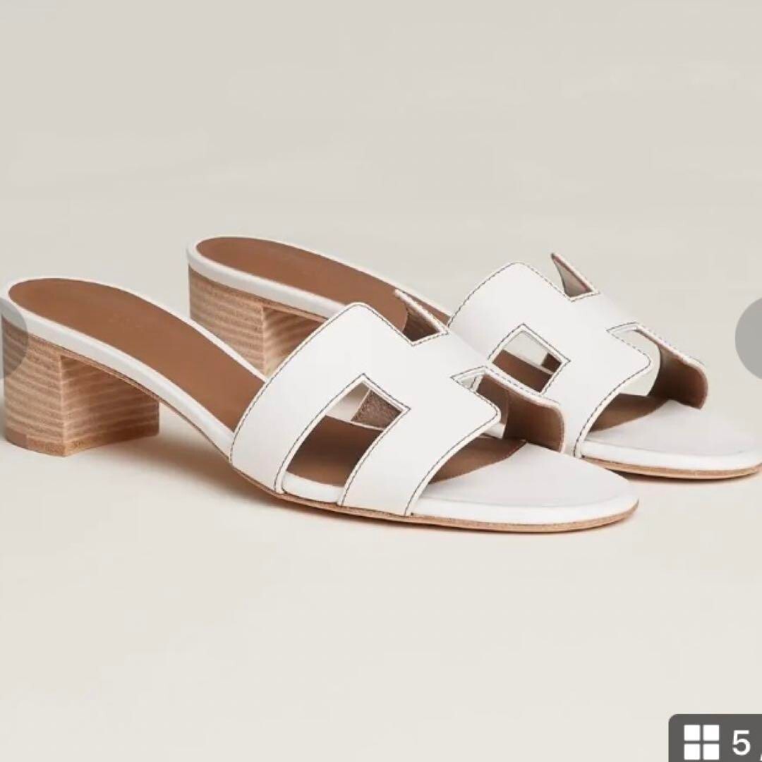 Hermes Oasis H Logo Heel Sandals Mules Pumps Shoes Women