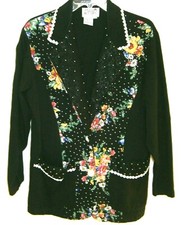 Nice! Vintage Shell Kepler, Lacy After Noon Black Jacket W/ Embellishments ~ Sm
