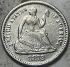 1872 H10C Seated Liberty Half Dime. Attractive Circulated Details, Cleaned