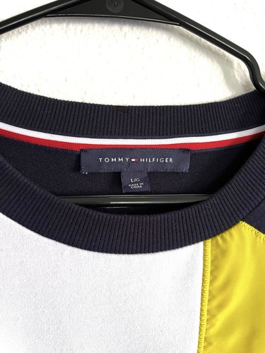 Vintage Tommy Hilfiger unisex pullover colorblock sweatshirt size L - Picture 2 of 4