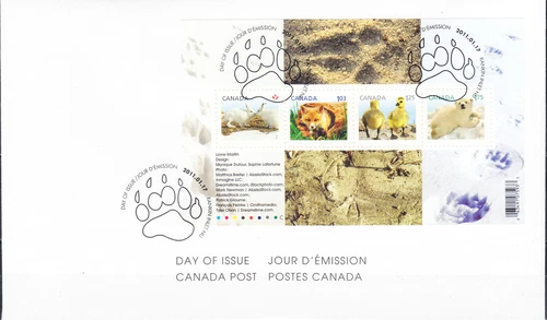W CANADA 2424 FDC JUVENILE WILDLIFE SOUVENIR SHEET FIRST DAY COVER
