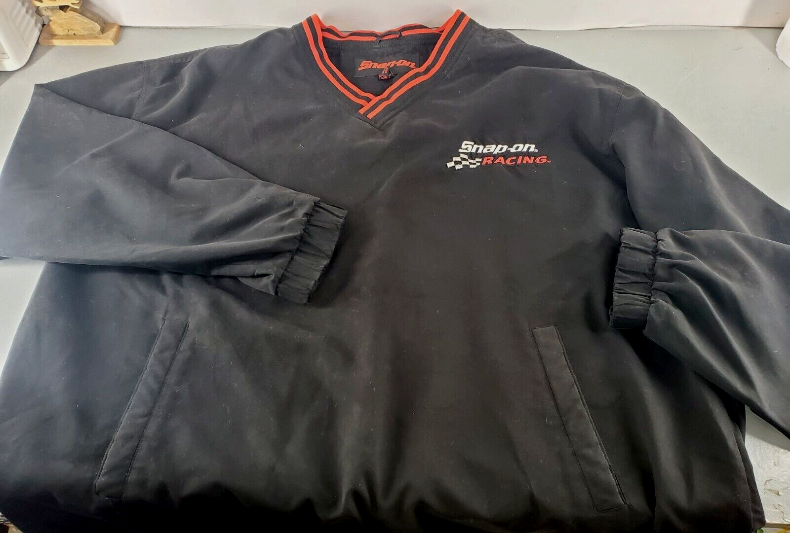 Men's Snap-On Tools Racing Windbreaker Pullover Jacket V-Neck Size XL Vintage