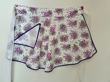Vintage Delicate Purple Flower Bouquets w/ Pocket 1950's Hand Made Half Apron
