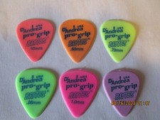 6 D'Andrea Pro Grip BRITES Guitar Picks One of Each Gauge NOS 756