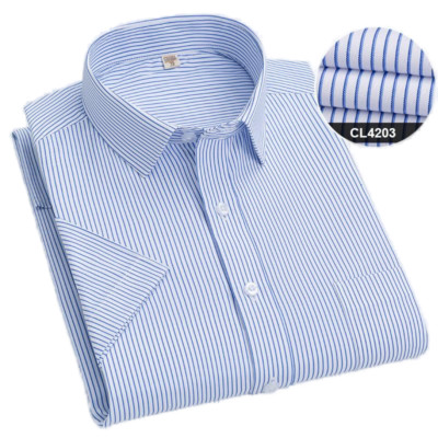 Mens Formal Shirts Office Short Sleeves Striped Bussiness Casual Summer Shirts