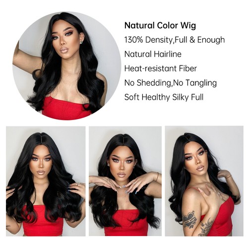 Halloween Black Synthetic Hair Heat Resistant Cosplay Wig Long Wavy Layered - Picture 4 of 8