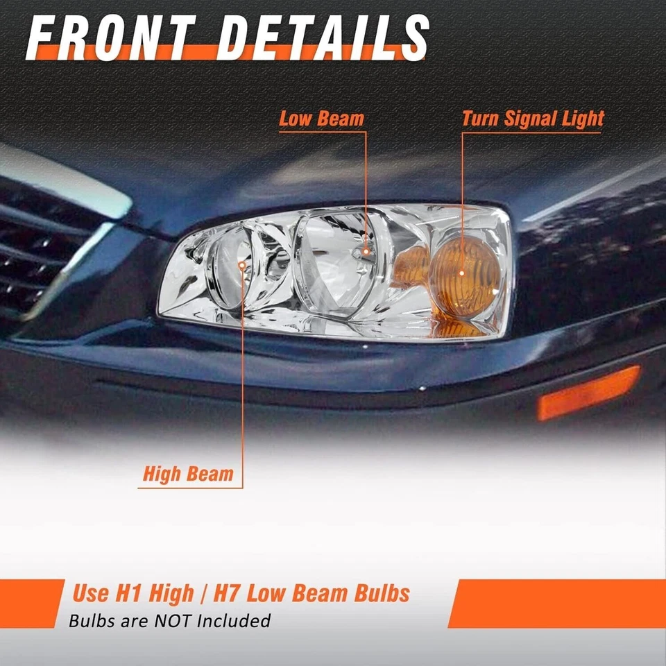 Conjunto de faros para Hyundai Elantra 2004 2005 2006 carcasa cromada par izquierda+derecha Foto 3 de 4
