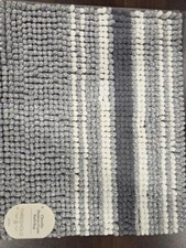 Threshold Chenille Memory Foam Bath Rug Gray  White 20 x 34