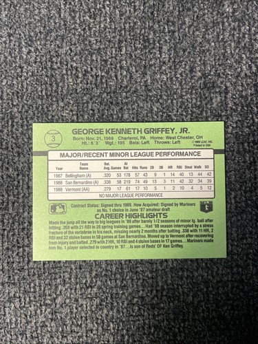 1989 Donruss Ken Griffey Jr (RC) The Rookies NM - Picture 2 of 2