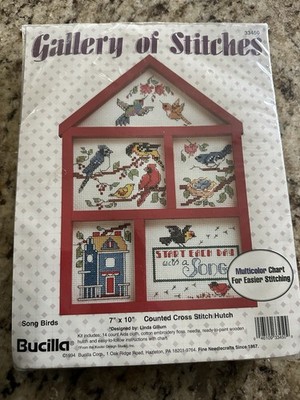 Bucilla Gallery of Stitches Counted cross stitch 7x10 song birds #33450