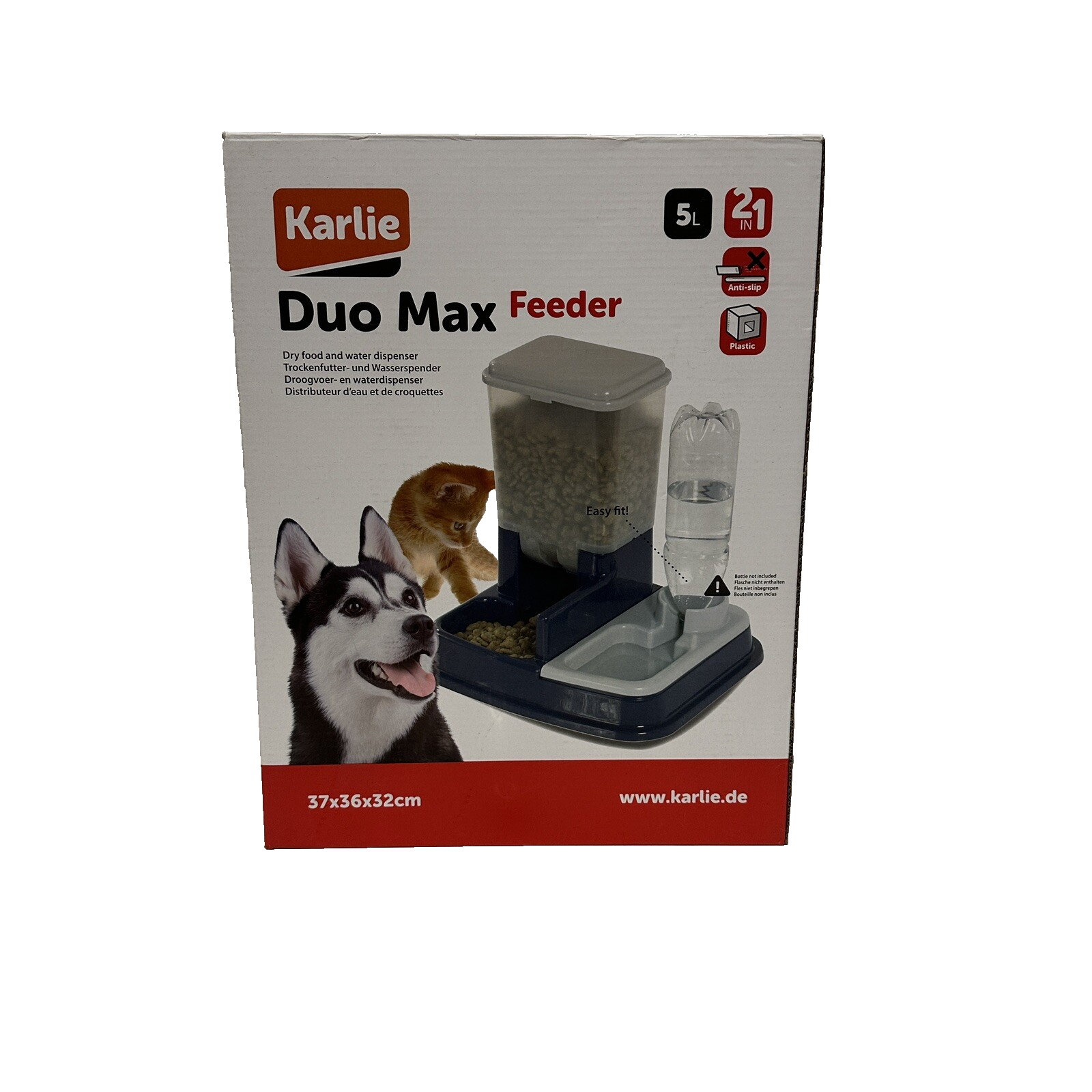 Karlie Duo Max Pet Feeder for Dogs or Cats New In Box Twin Bowl