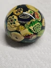 Vintage Murano Multicolor Millefiori Glass Paperweight Italy deep blue - multi