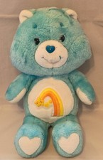 Vintage 1983 Kenner Care Bears Wish Bear Plush Blue Moon Rainbow 13" Good Cond.