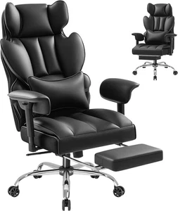 Big & Tall Gaming Chair Executive Ergonomic Office Chair W/ Foot Rest Leather