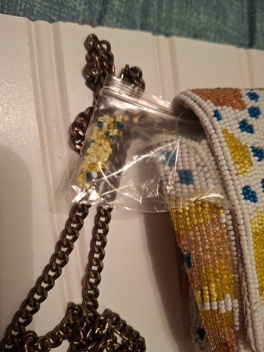 Anthropologie Vera Braded Clutch Chain Strap Rare Color Blue White Yellow Orange - Picture 11 of 24