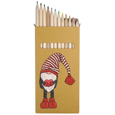 12 x 'Gonk Holding a Love Heart' Long Colour Pencils (PE00058297)
