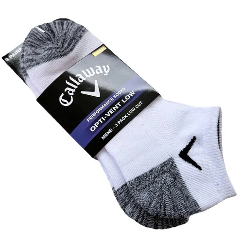 Callaway Golf Opti Vent Low Cut Socks White X3 Pairs Mens Size UK 8-11 New