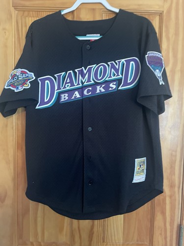 2001 RANDY JOHNSON ARIZONA DIAMONDBACKS WORLD SERIES BLACK MESH JERSEY, SZ LARGE - Picture 2 of 14