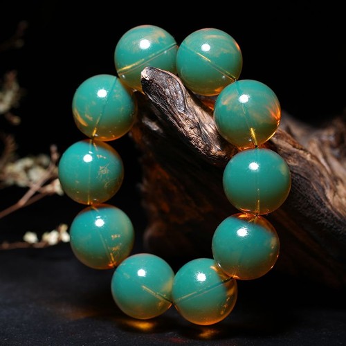 Pulsera collar colgante ámbar dominicano natural de 20 mm ámbar azul joyería - Imagen 8 de 10