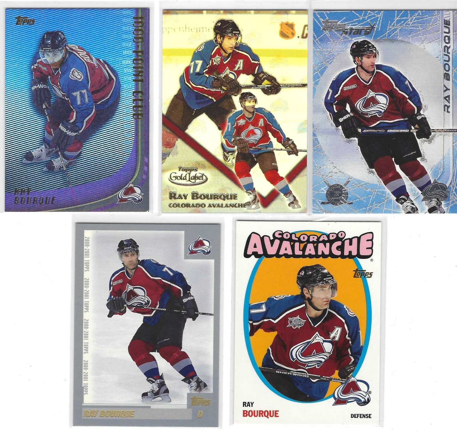 RAY BOURQUE 5 CARD TOPPS LOT AVALANCHE #7