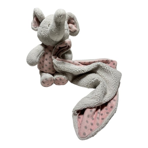 STEPHAN BABY Elephant Lovey SECURITY BLANKET Pink Grey White Polka Dots= - Picture 4 of 6