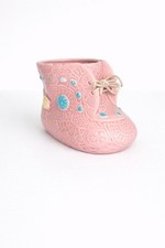 Ceramic Baby Boot Vase,Pink Floral Design,Novelty Ornament,85mm