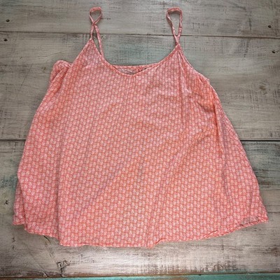 Old Navy Coral Pineapple Print Cami Tank Top Size M Button Back EUC