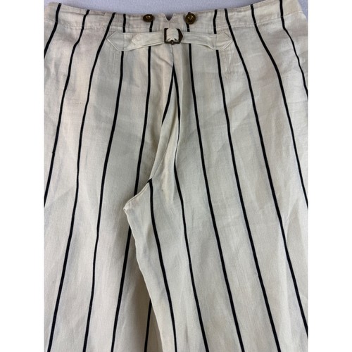 Polo Ralph Lauren Damenhose gestreift weites Bein Leinenmischung Größe 8 beige schwarz - Bild 3 von 9