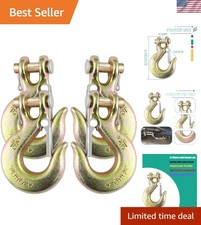 5/16" Heavy-Duty Clevis Slip Hooks with Safety Latch - 4 Pack, 14000LBS Capacity