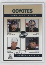 2001 Vintage Team Checklist Michal Handzus Sean Burke Shane Doan Teppo Numminen