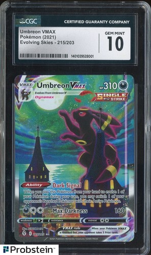 2021 Pokémon Evolving Skies Secret SWSH #215/203 Umbreon Vmax FA CGC 10 GEM MINT