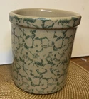 Vintage Roseville Pottery Green Spongeware Crock