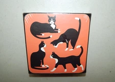 New Now Designs Danica The Great Catsby Cork Backed Coaster Set 4" X 4" Cats