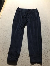 All In Motion Velvet Sweatpants Women XL Navy Blue Drawstring Elastic Pockets