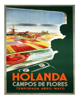 Vintage Holland Blumenfelder Reiseplakat Wandkunst Blumenfelder Poster