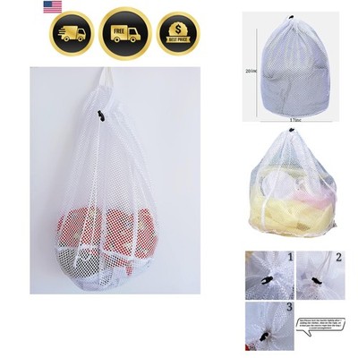 Small Commercial Mesh Laundry Bag with Handle and Drawstring for Dormitory, T...