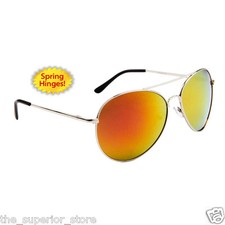 Mirrored Aviator Sunglasses Wholesale Mod-30113 Spring Hinge Gold Mirror Lens