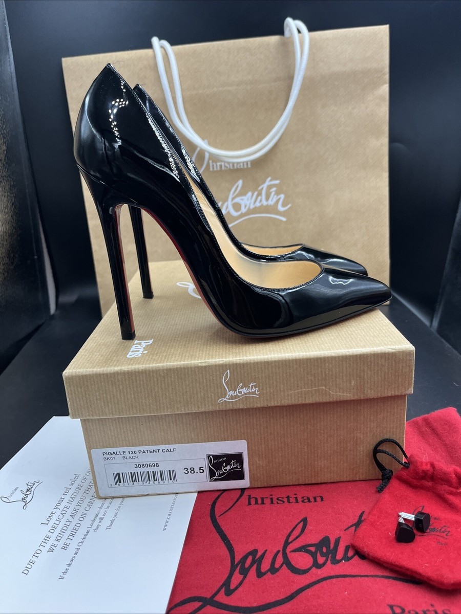 Christian Louboutin Pigalle 120 Black Patent Court Heels Shoes Uk Eu 