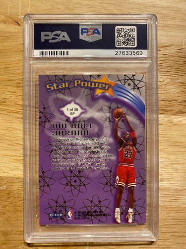 Michael Jordan PSA 8 Ultra Star Power Insert Collector Card Chicago Vintage 1997 - Picture 12 of 12