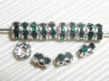 20 Swarovski Rhinestone Rondelles 5mm Silver / Emerald SR507
