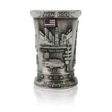 Large Full Metal Pewter Patriotic New York Shot Glass 2oz souvenir silver