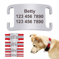 Slide On Custom Engraved Dog Tag Noiseless Dog ID IDENTIFICATION Cat Name Tags
