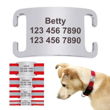 Slide On Custom Engraved Dog Tag Noiseless Dog ID IDENTIFICATION Cat Name Tags