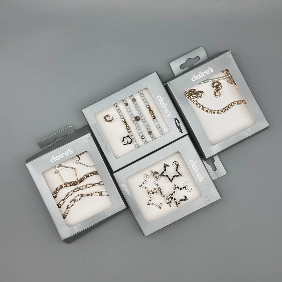6 PK! Claire’s Sterling Silver Earring Necklace Bracelet Ring Gift Sets - Image 3 of 3
