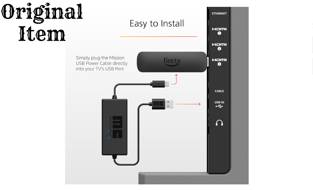 Mission Usb Power Cable For Amazon Fire Tv Eliminates The Need For Ac