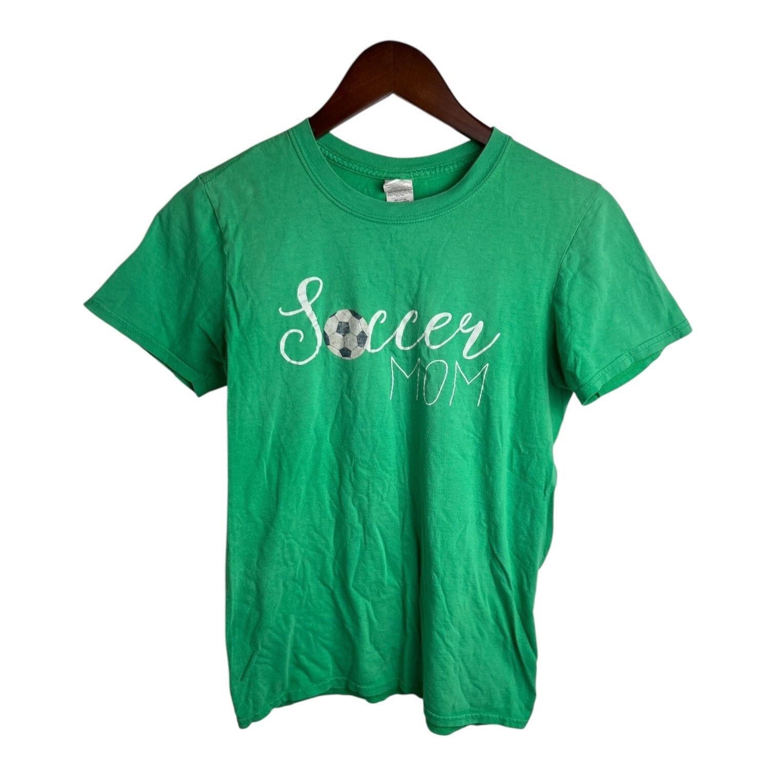 Soccer Mom Team Support T-Shirt for Son Daughter Players Green Small  