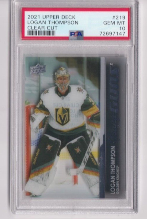2021-22 Upper Deck Series 1 Clear Cut Young Guns 219 Logan Thompson PSA 10