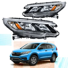 For 2015 2016 Honda CRV CR-V Black Headlights Headlamps Assembly W/ LED DRL