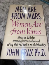 Men Are from Mars Women Are from Venus-Gray-1992 First Edition 2nd Print HC$DJ